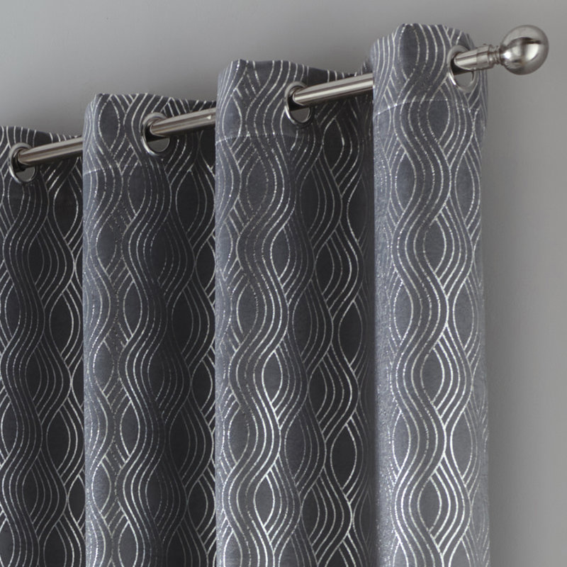Spiller Room Darkening Curtain Pair, 117 W x 137 D cm, Silver