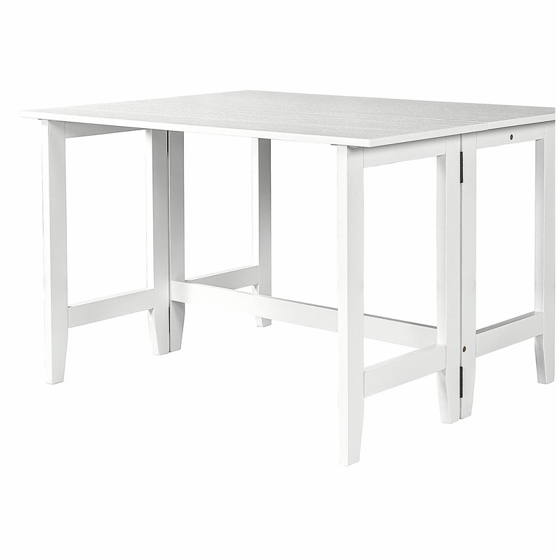 Farmhouse Wood Extendable Dining Table with Drop Leaf, White