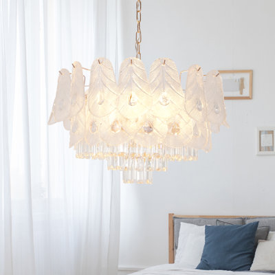 Mid-century Modern 8 - Light Crystal Chandelier Dimmable