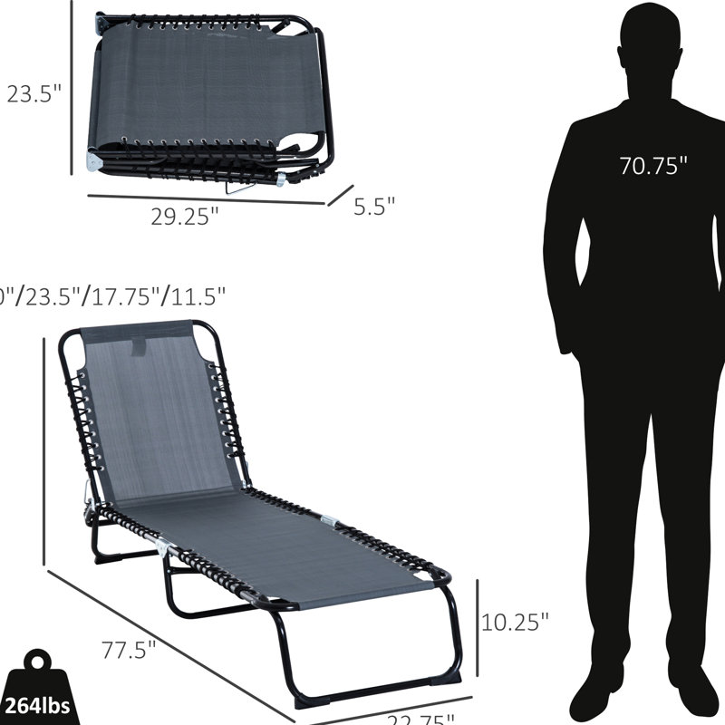 Chaise d'extérieur à 4 positions - Méridienne pliable