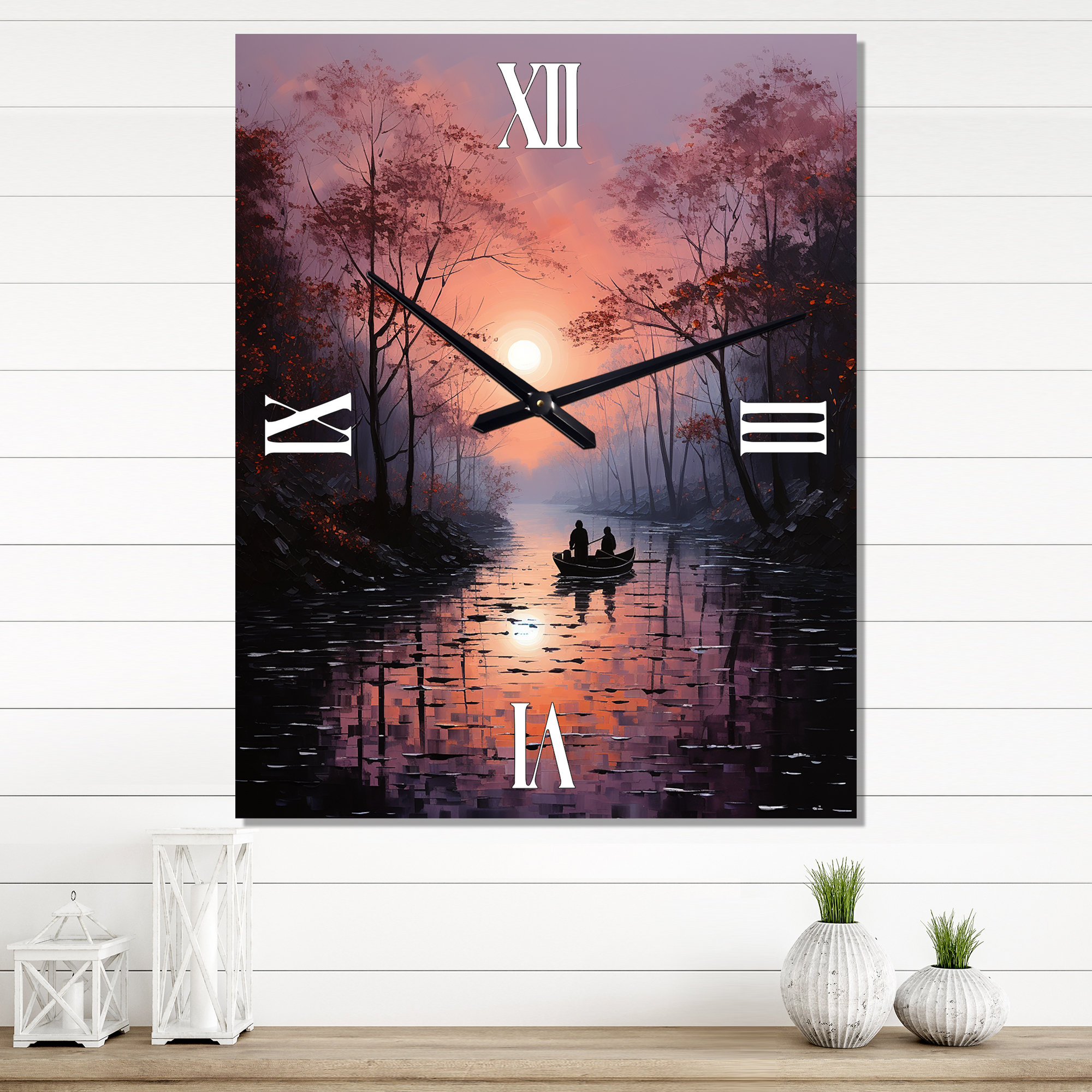 Design Art Canal Mystical Journey Pointillism I - Canals Wall Clock ...