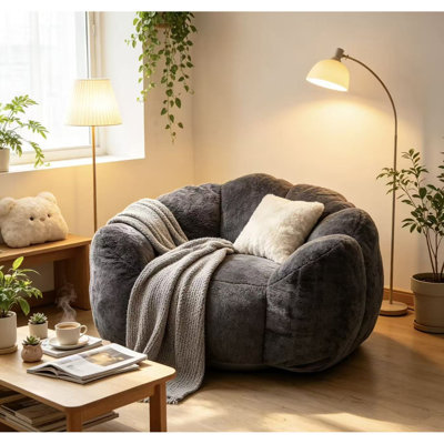Oversized Cloud-Shape Lazy Sofa Chair in Soft Microsuede - Compact-Fit Accent Seating for Bedrooms, Living Rooms & Gaming Nooks