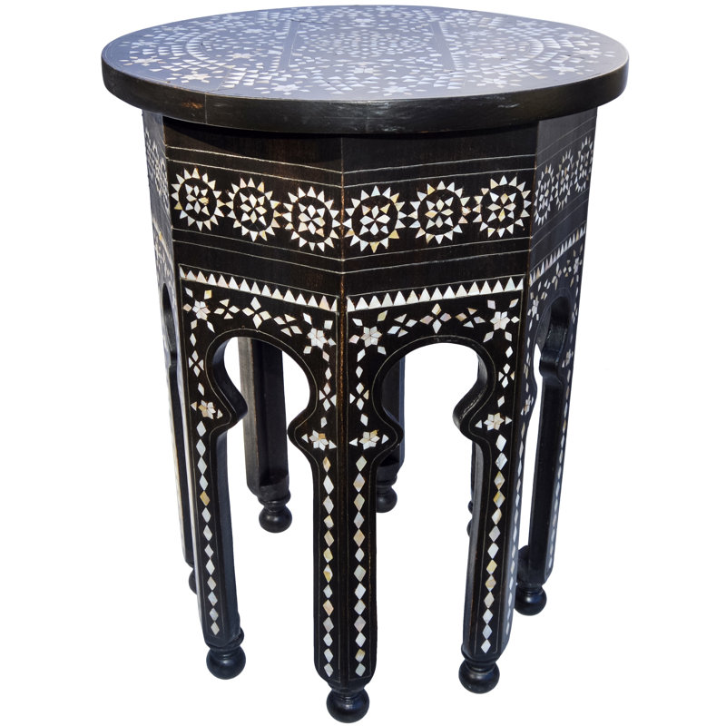 Table d'appoint à motif astral en nacre Moorish Marquetry