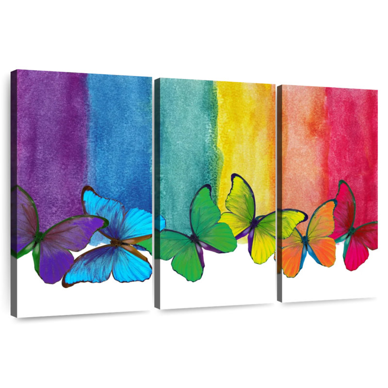 Bande colorée de papillons, H 28 po x l 45 po