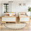 Lit simple superposé simple au-dessus d'un grand lit avec tiroirs de rangement, lit superposé en bois massif avec lattes de soutien et conception convertible, blanc et naturel-130905582