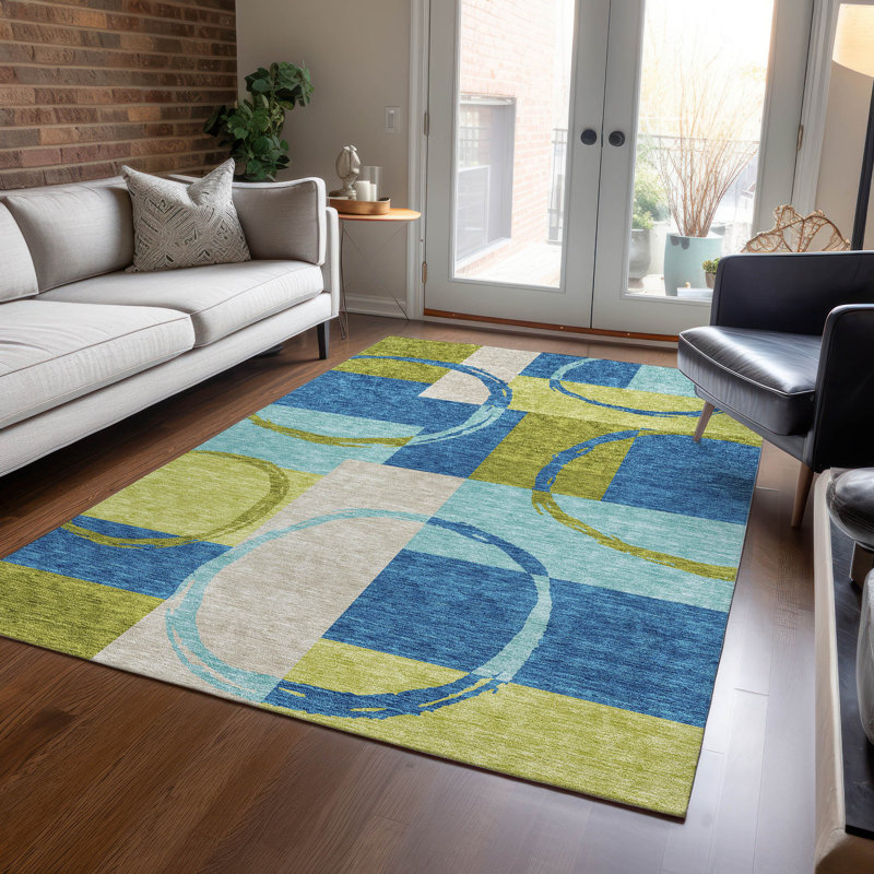 Tapis rectangulaire Aleh avec envers antidérapant, Rectangle 3' x 5'