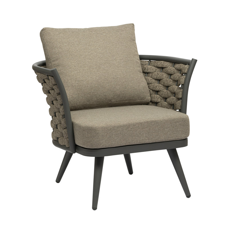 Méridienne Juwuan en tissu taupe avec structure grise