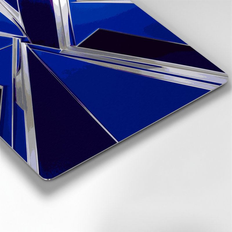 Hard Edge 39, art mural en métal bleu, H 11 po x l 14 po