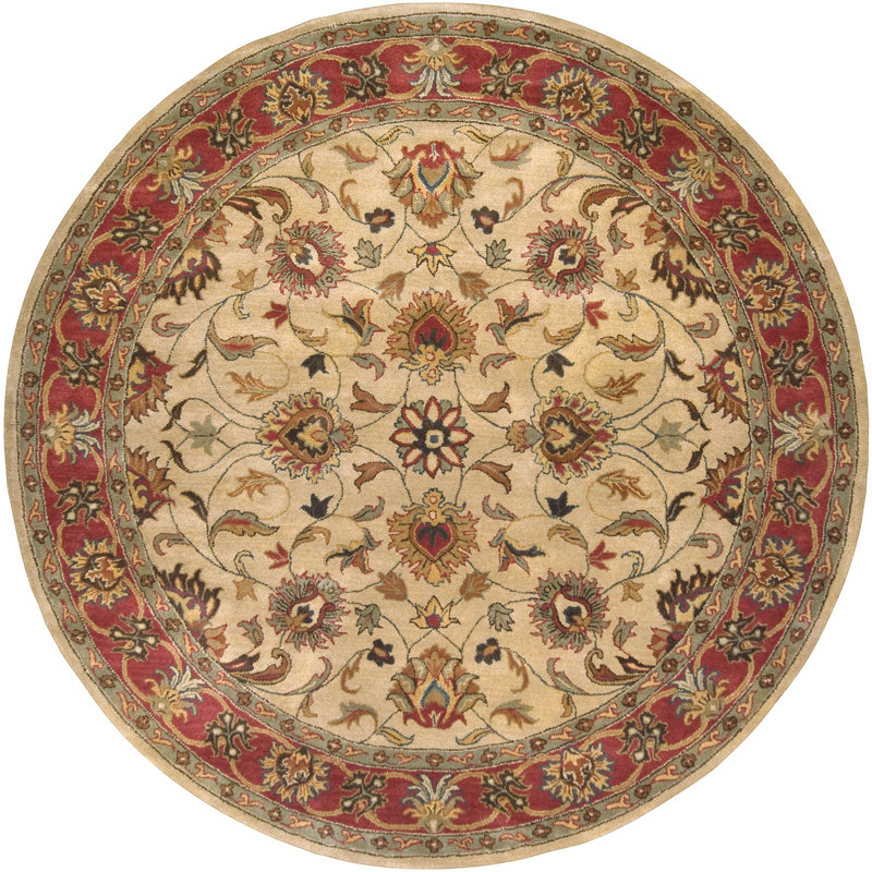 Gracin Hand Tufted Wool Floral Oval Rug, Round 4'