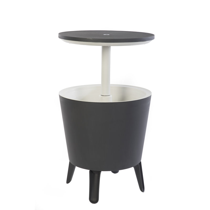 Keter 32 Qt. Cool Bar Cooler Outdoor Weather Resistant Patio Furniture 2 in 1 Pop Up Cocktail Side Table and Beverage Cooler Combo
