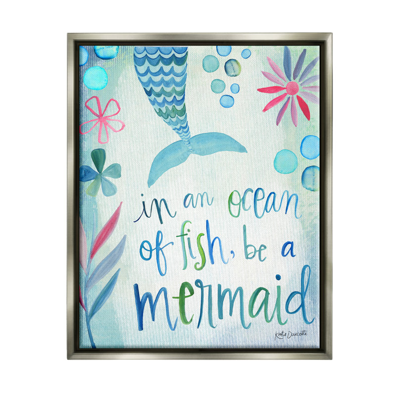 Be a Mermaid, H 21 po x l 17 po x P 1,7 po, Cadre flottant gris lustré