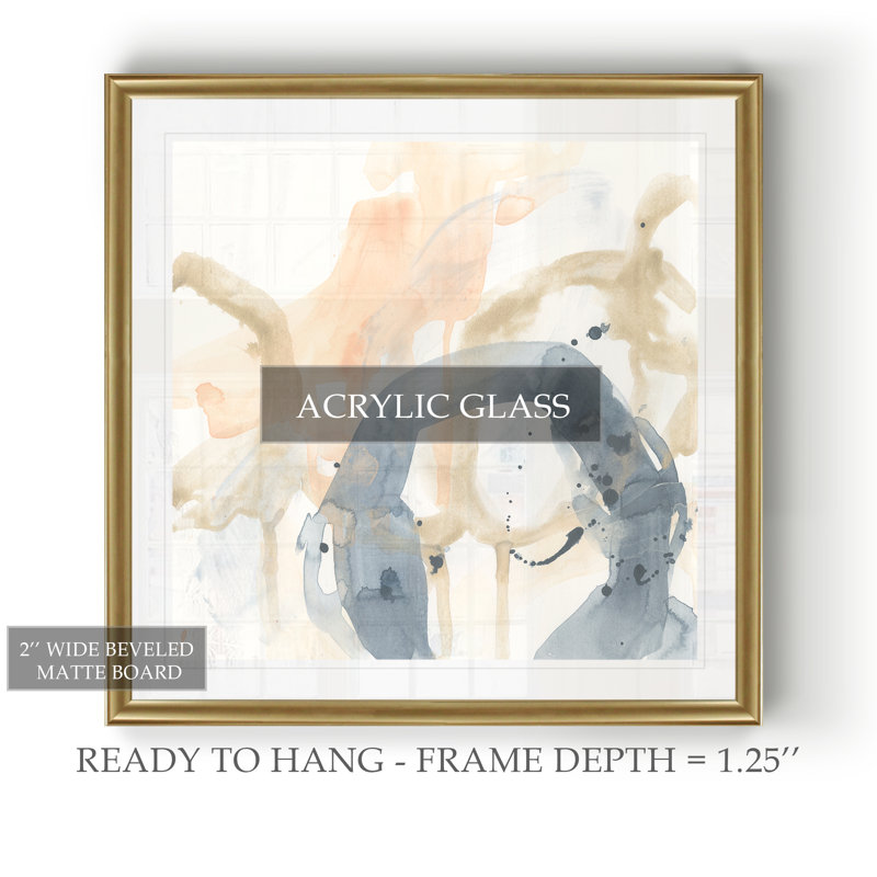 «Liquide Blueprint VI», peinture sur toile, Cadre doré, H 17,5 po x l 17,5 po x P 1,5 po