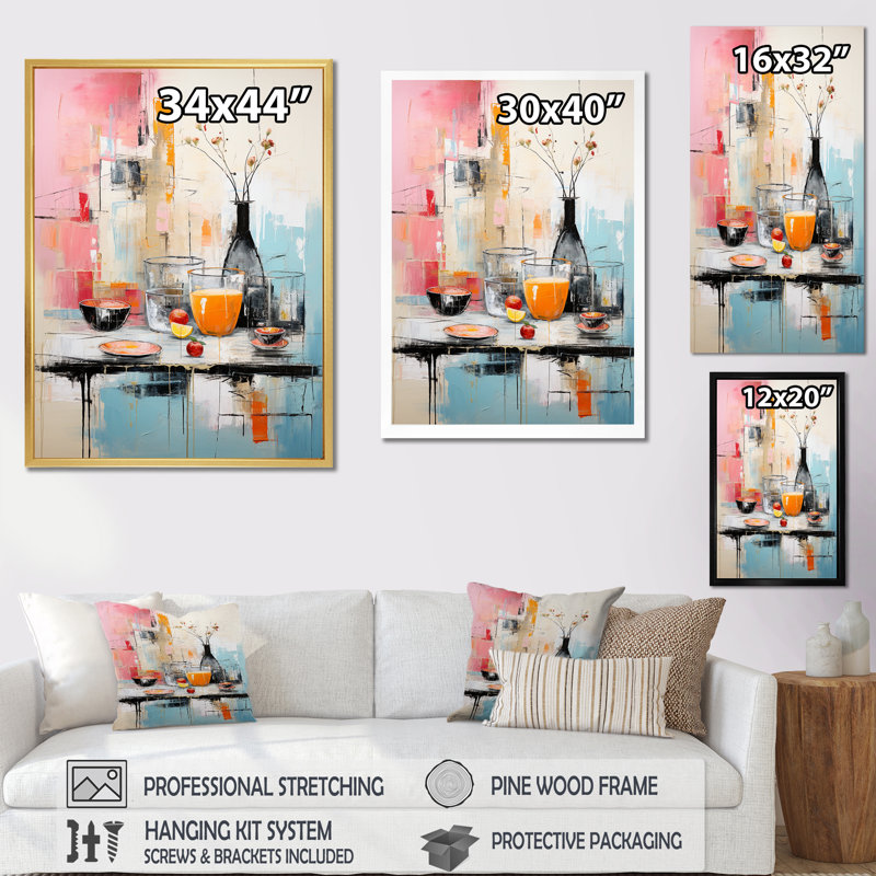 Art alimentaire sur toile, Abstrait de pique-nique alimentaire, Toile tendue, 32" H x 16" W