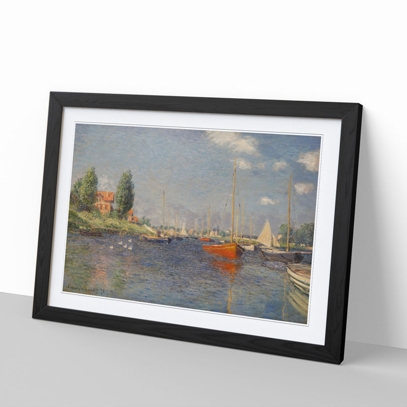 Red Boats in Argenteuil by Claude Monet - Framed Print, Black Framed, 27cm H x 36cm W x 2cm D