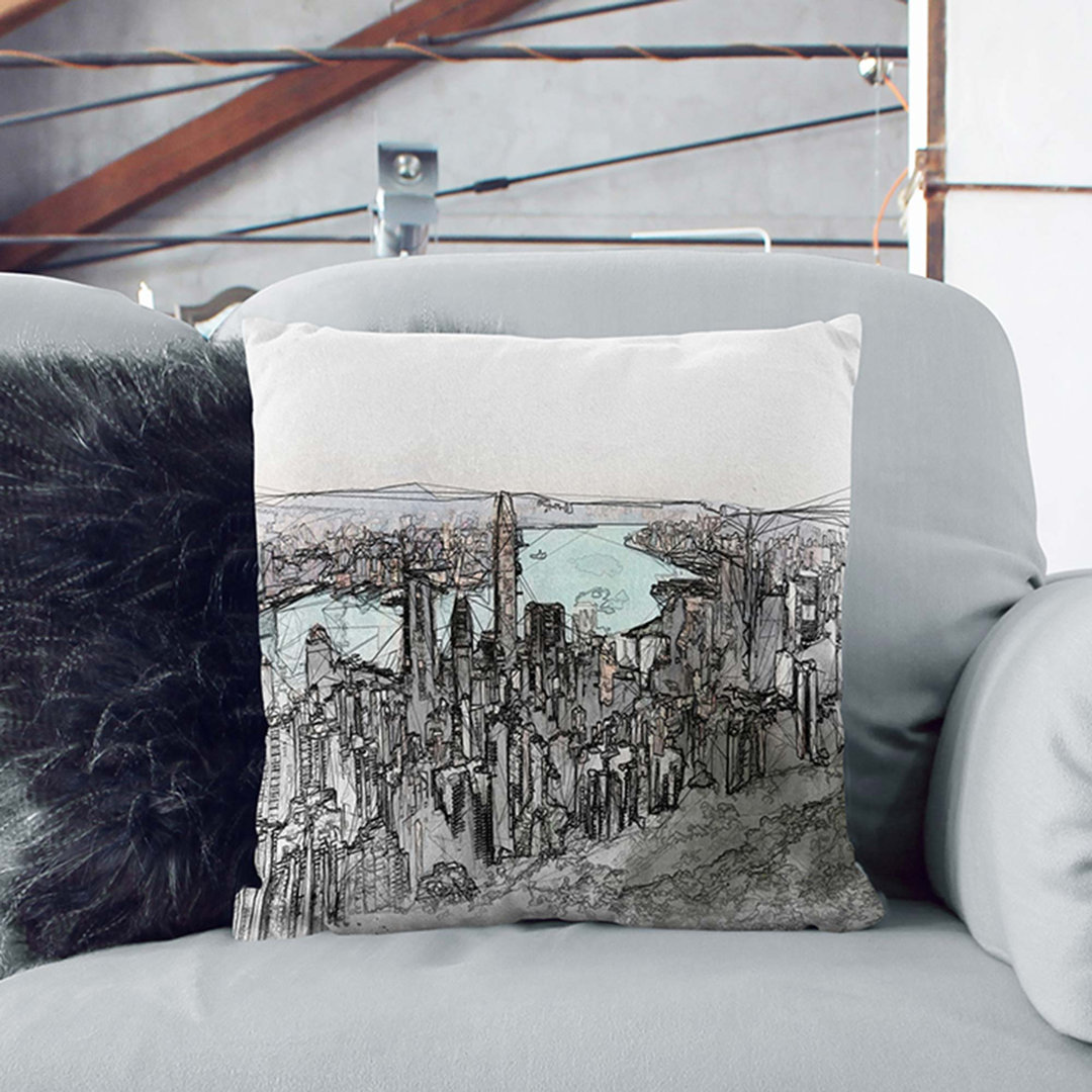 Hong Kong Skyline Cushion with Filling