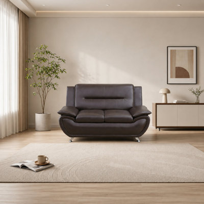 Canapé de salon de 42 po, causeuse en similicuir avec siège profond et conception capitonnée pour appartement, café