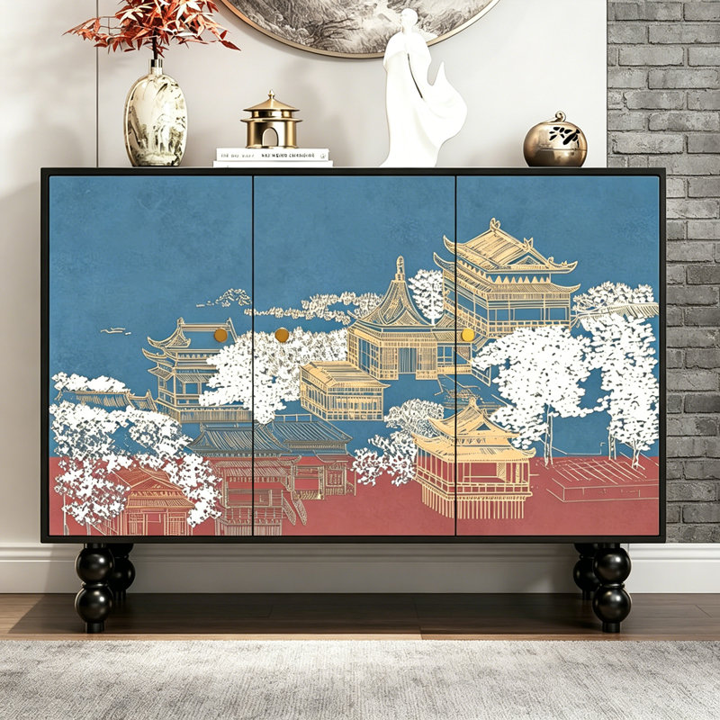 Chinese Style Wooden Entryway Storage Cabinet