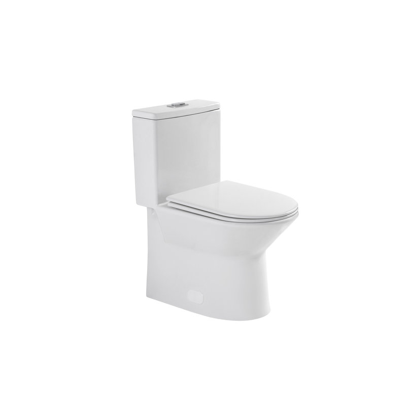 Comfortable Height 17" Toilet, Dual Flush 1.1/1.6 , Rimless Bowl, Soft Closing Seat, Gloss White, 12" Rough-In Modern Glossy White Height, Flush, Close Rough-In, Compact Layout