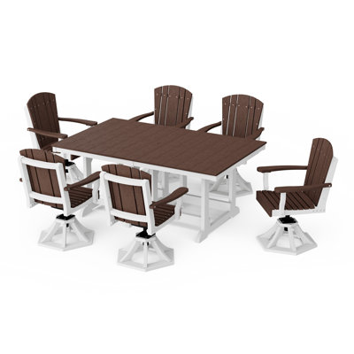 Heritage 7-Piece Swivel Chair Rectangular Dining Set