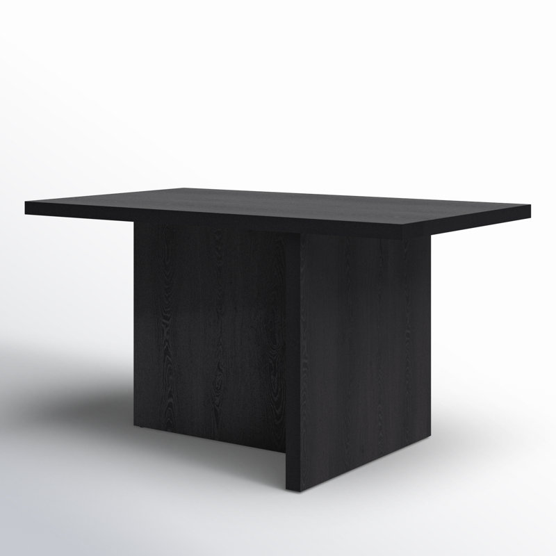 Aava Black Rectangular MDF Pedestal Dining Table