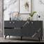 Console moderne, anthracite et argent, panneau de particules recouvert de mélamine à 100%, épaisseur: 0,7 pouce | Conception géométrique élégante, parfaite pour le salon et le vestibule, durable et élégante-182129419