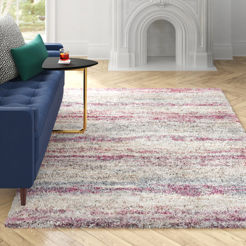 Nila Abstract Ivory/Pink Area Rug, Rectangle 5'3" x 7'6"