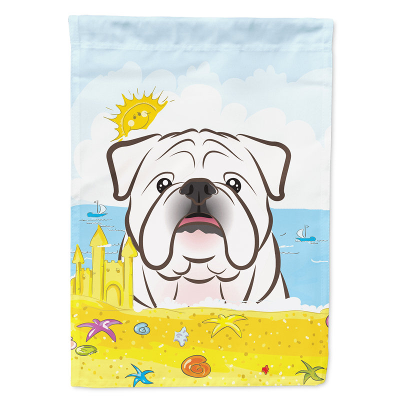 Drapeau de jardin à 2 côtés summer beach, Bouledogue (blanc)