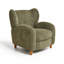 Chaise d'appoint multifonctionnelle à dossier incurvé moderne avec fonction de repose-pieds en chenille vert olive pour les espaces de salon, d'étude et de loisirs