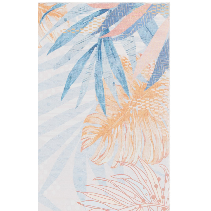 Tapis bleu clair / beige Malibu 841, Tapis de couloir 2 pi 6 po x 8 pi