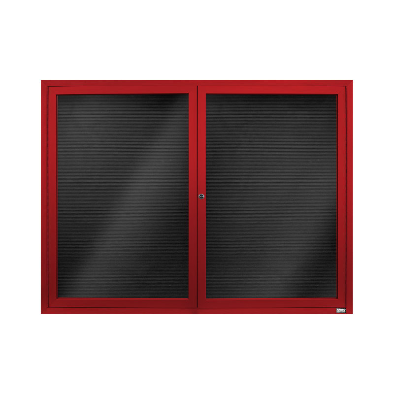 Tableau d'affichage mural fermé pour armoire d'annuaire, Rouge thermolaqué, Deux, H 36 po x l 48 po