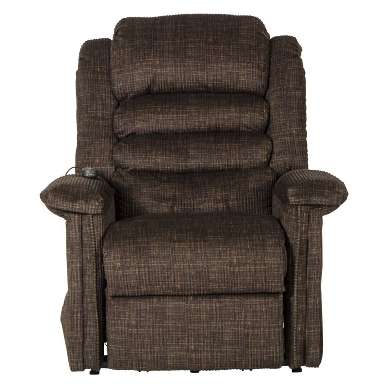 Soother Power Lift Assist Upholstered Recliner, Brown Polyester