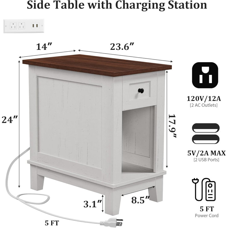 14cm W Manufactured Wood Bedside Table