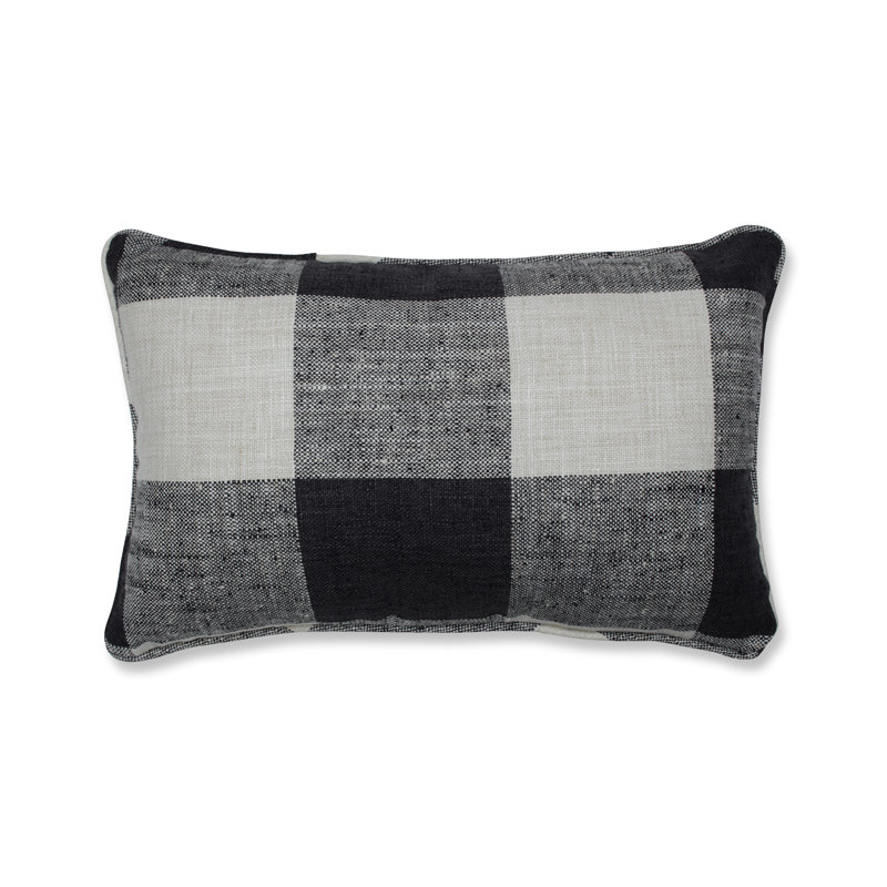  Coussin lombaire à carreaux, Noir