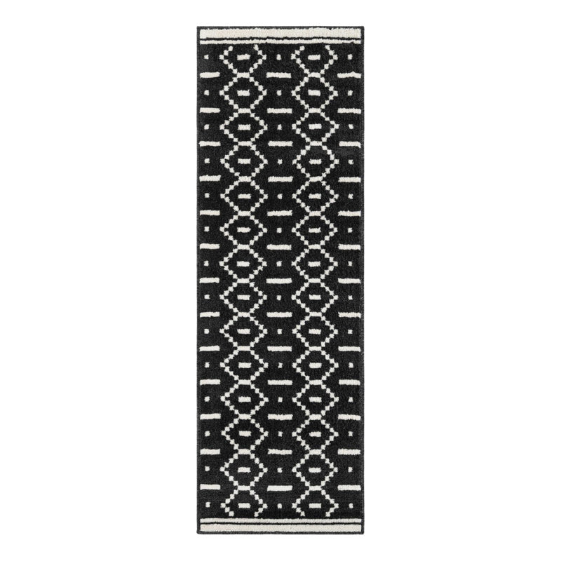 Ivy Bronx Begna Nathanyl Rug Black, Runner 2' x 6'1"