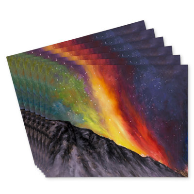 Aurora Borealis Mountain Polyester Masvingo Set of 6 Decor