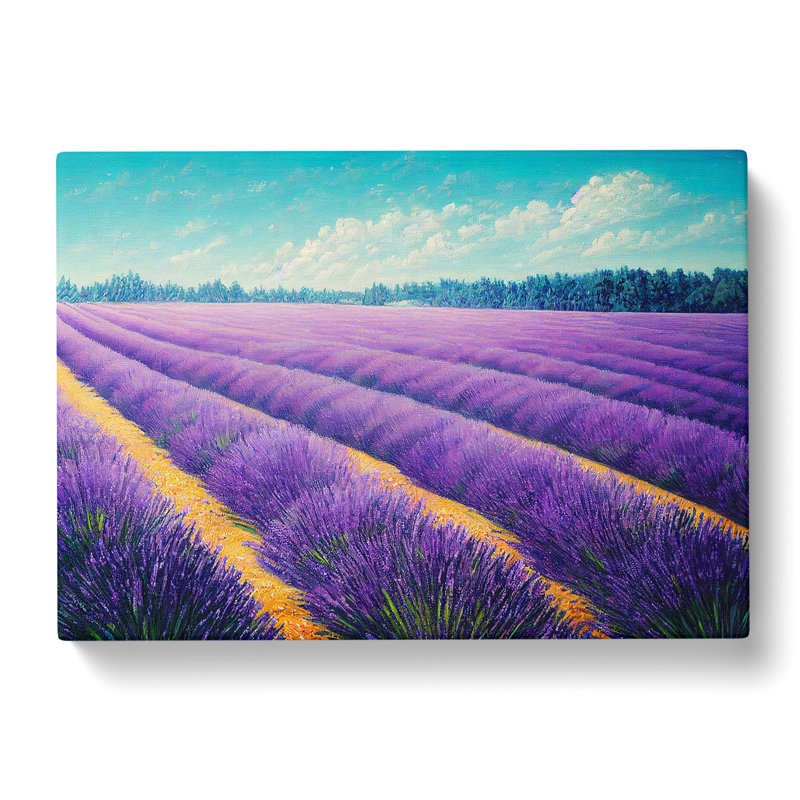 Alluring Lavender Flower Field - Wrapped Canvas Painting, 35cm H x 50cm W x 3cm D