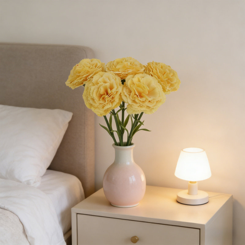  Faux fleurs artificielles pour la décoration de la maison Œillet artificiel bouquet de soie et mariage décoration de salon extérieur et bouquet de photos