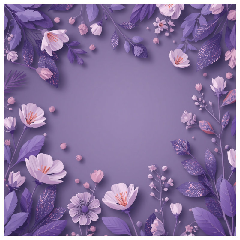Tapisserie murale bordure florale mauve - décoration murale fleurs, 50in H x60in W with 4 Grommets