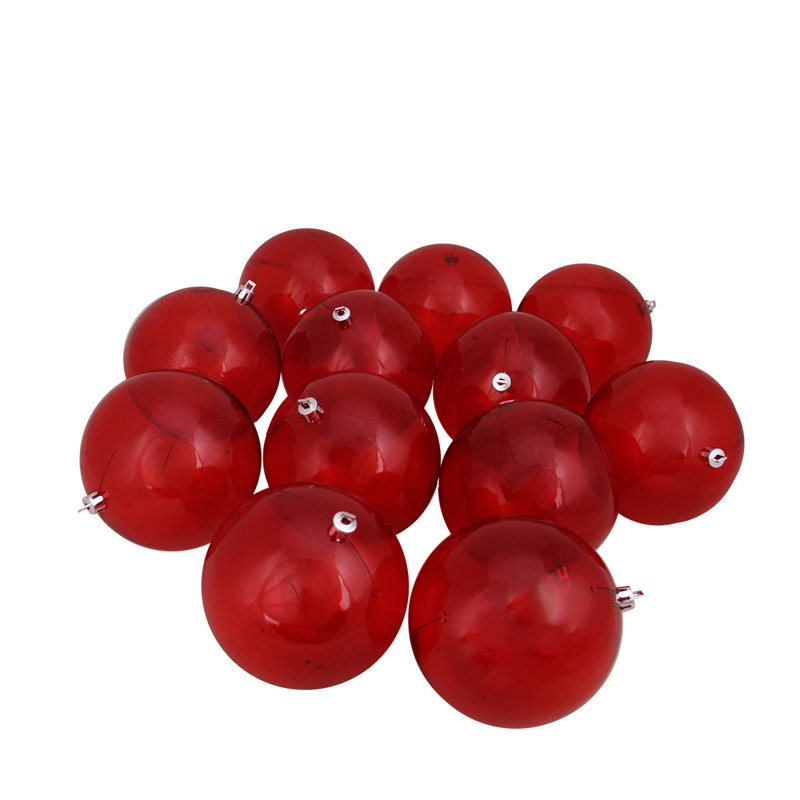 Ornements en forme de boule de Noël incassable 12 carats 12 po 4 po (100 mm), Rouge