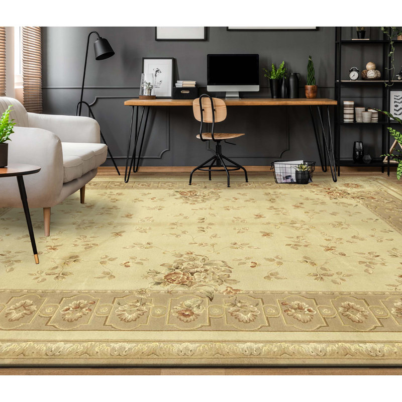 Tapis beige noué à la main de haute qualité
