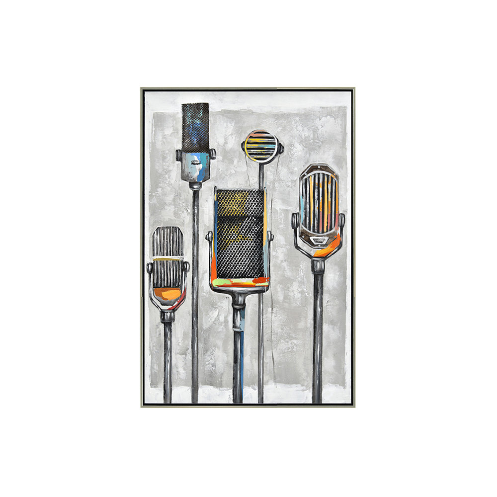 Gerahmtes Wandbild Vintage Microphones