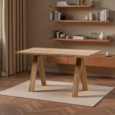 Grand bureau rectangulaire en teck Log Log