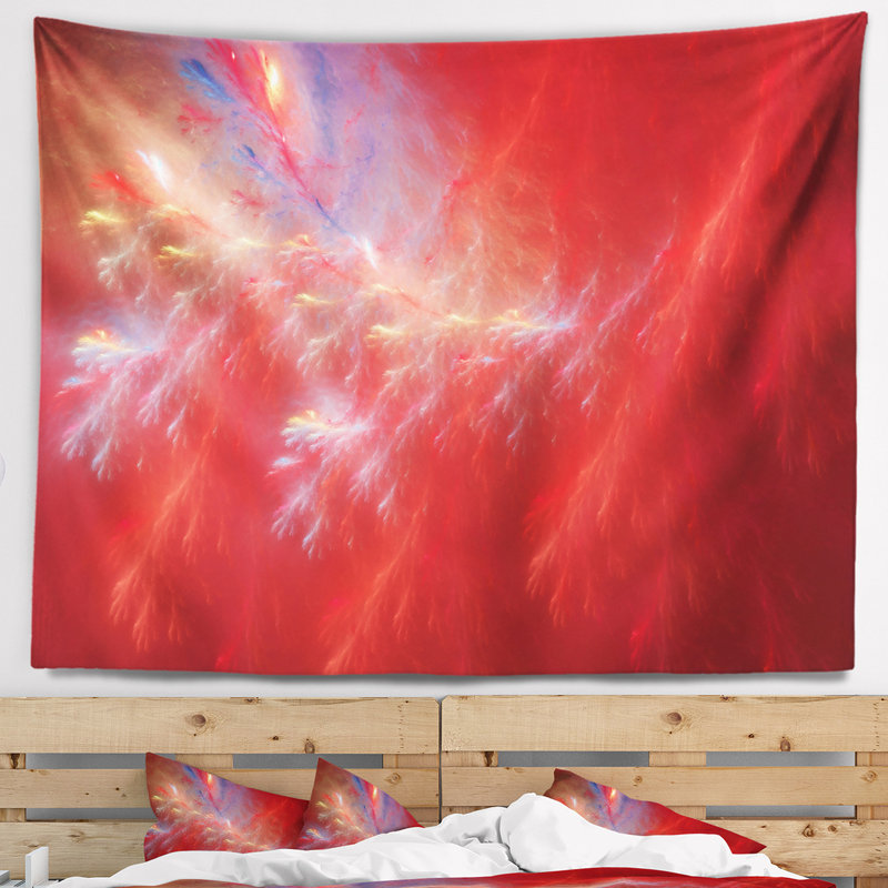 Tapisserie abstraite Mystic Red Thunder Sky, H 32 po x l 39 po
