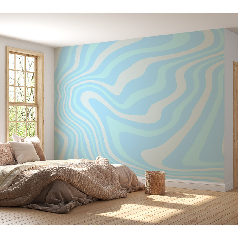 Papier peint abstrait - Vagues abstraites harmonieuses, L 41 po x l 59 po