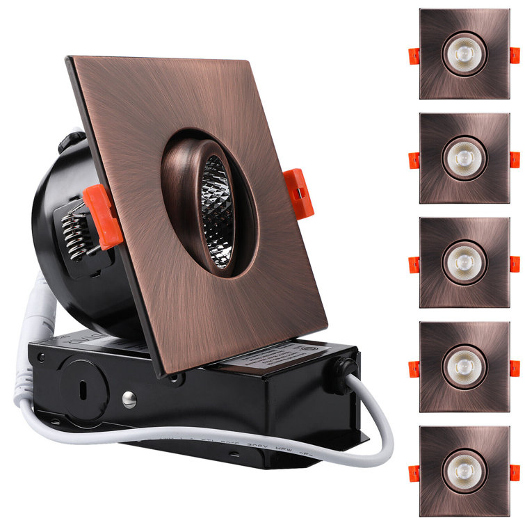 3 Inch Gimbal LED Recessed Light with J-Box, Square Downlight Dimmable, 7W (50W Eqv.), 4000K Cool White, Oil Rubbed Bronze
