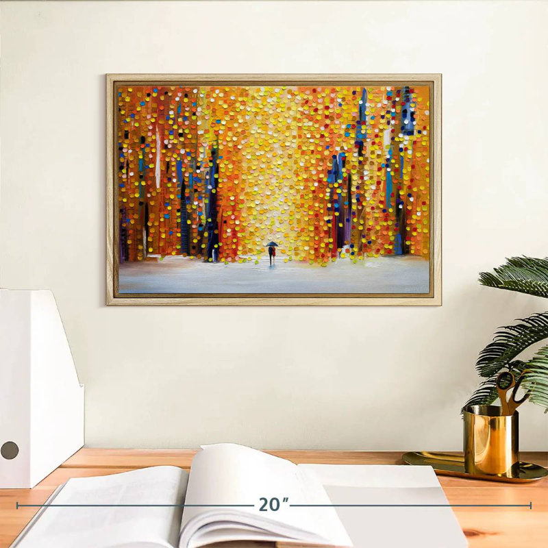 Coucher de soleil, Cadre flottant en bois naturel, 13 po x 9 po