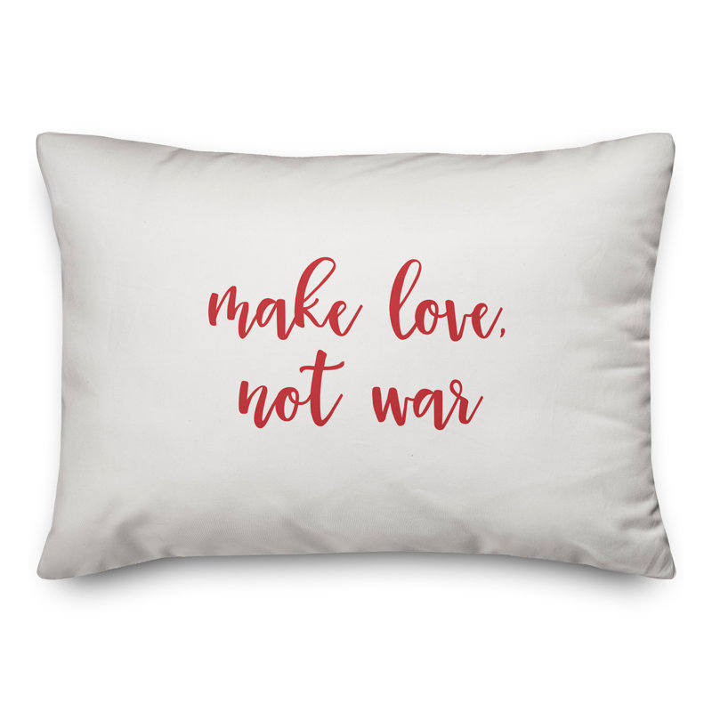  Coussin «Make Love Not War», Rouge / Blanc