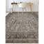 Tapis doré et brun de haute qualité noué à la main