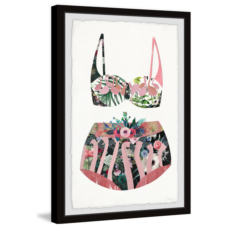 Blooming Flamingos Swimsuit by Parvez Taj - Single Picture Frame Painting, 91cm H x 61cm W