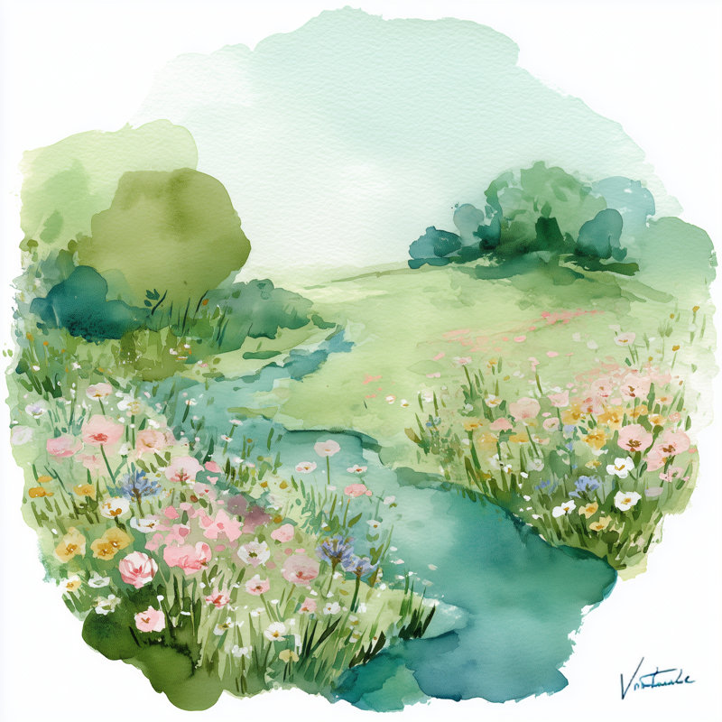 «Spring Meadow Bloom», art mural sur toile tendue, H 40 po x l 40 po